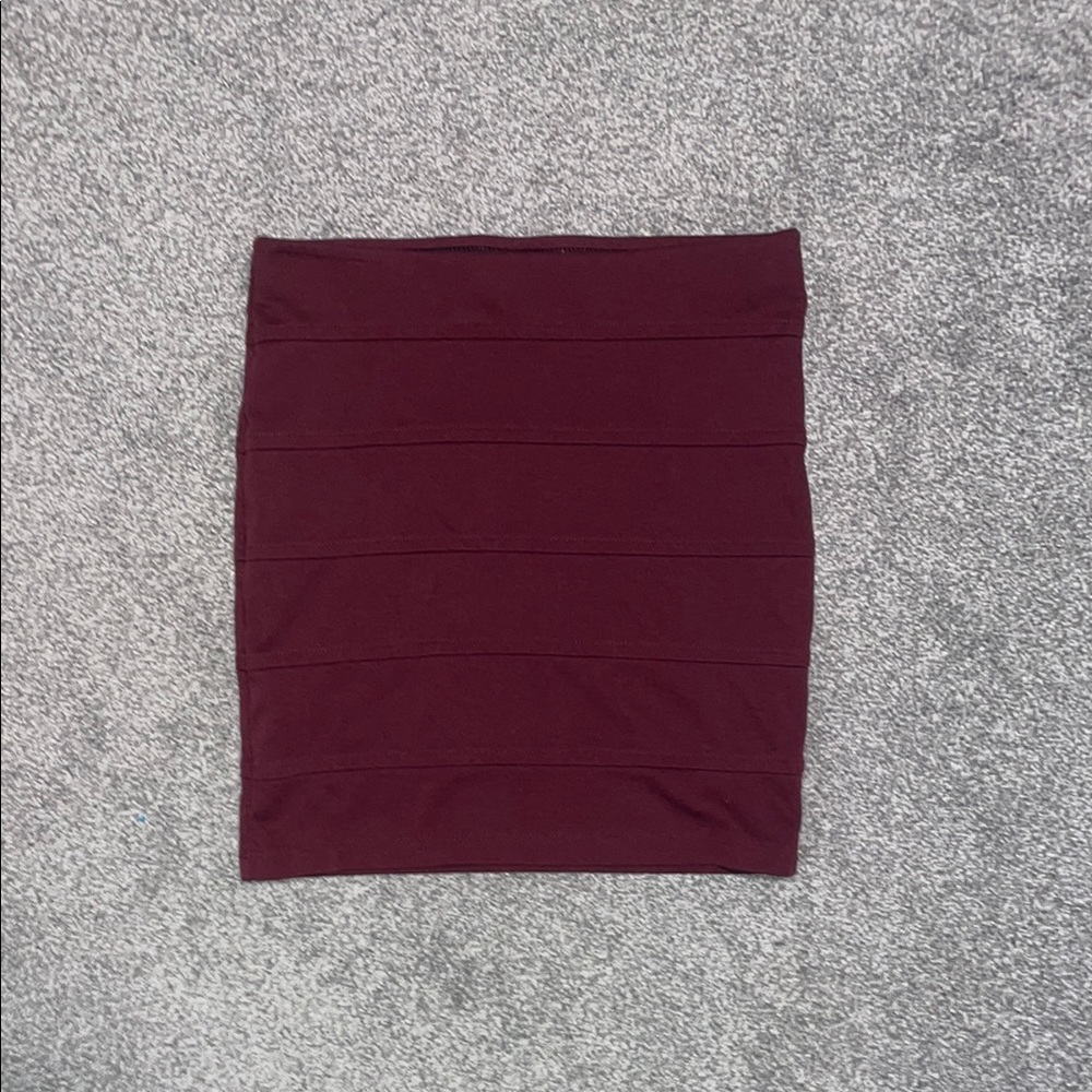 Forever 21 Red Ribbed Mini Pencil Skirt Night Out